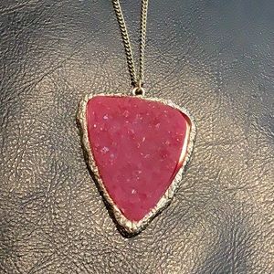🌹Trillion Pink Druzy Fashion statement necklace